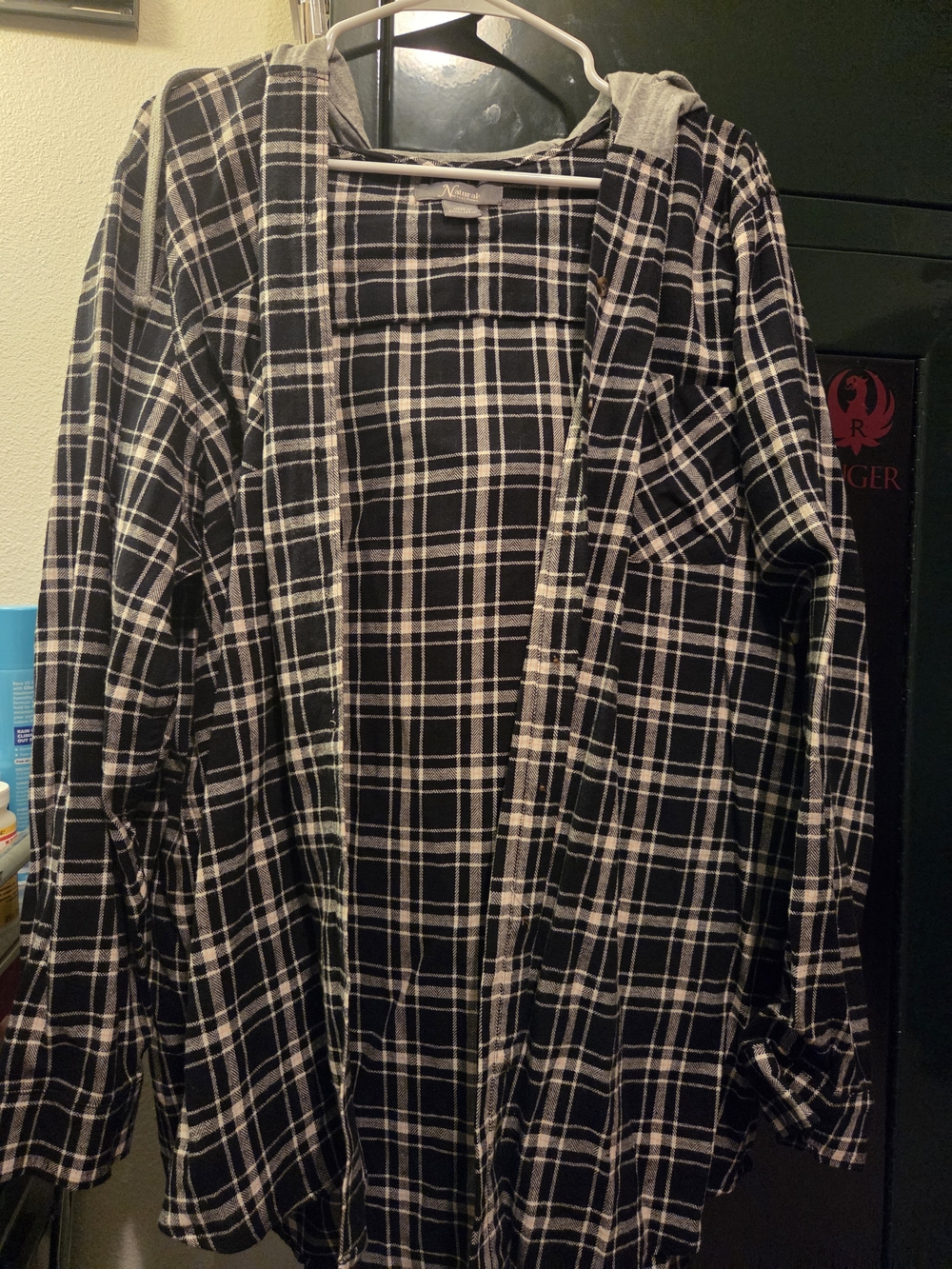Women's Black & White Plaid Hooded Jacket